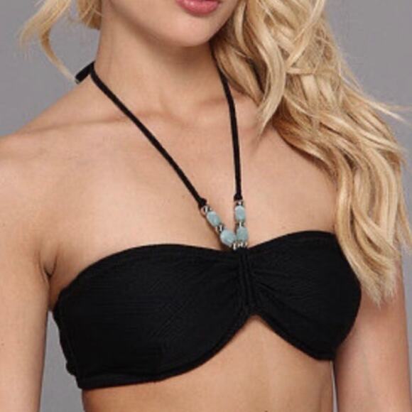 Shoshanna NWT tropezian blue beaded swimsuit M C